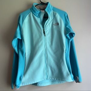 Turquoise North Face running jacket